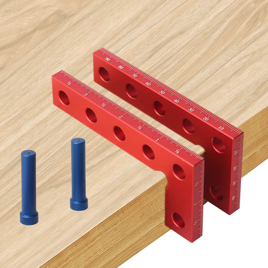 Quadratisches Mini-Lineal aus Aluminium in Rot für 90 Grad Markierungen und Holzbearbeitung mit metrischer und imperialer Skala - Bild 4