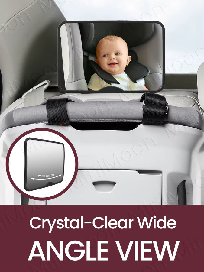 Bruchsicherer Babyautospiegel von momo&dudu in Grau oder Schwarz mit UV-Schutz und klarer Sicht - Bild 7
