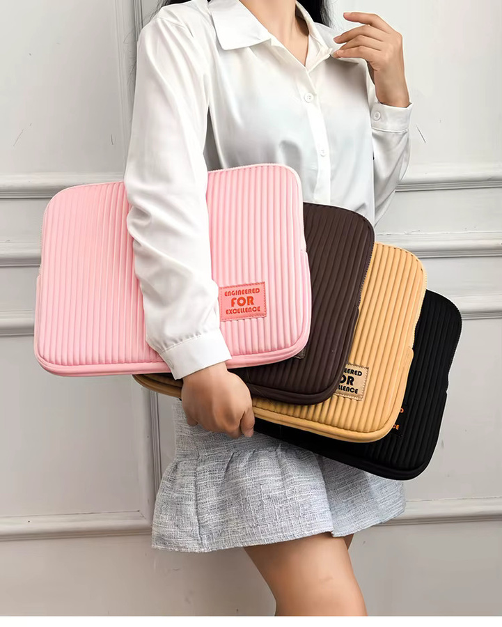 ValueWin Laptop-Hülle für Damen, stoßfeste Notebook-Tasche für MacBook Air/Pro, Xiaomi, Lenovo und Dell, passend für 13, 14, 15 und 15,6 Zoll, in Beige oder Pink - Bild 4