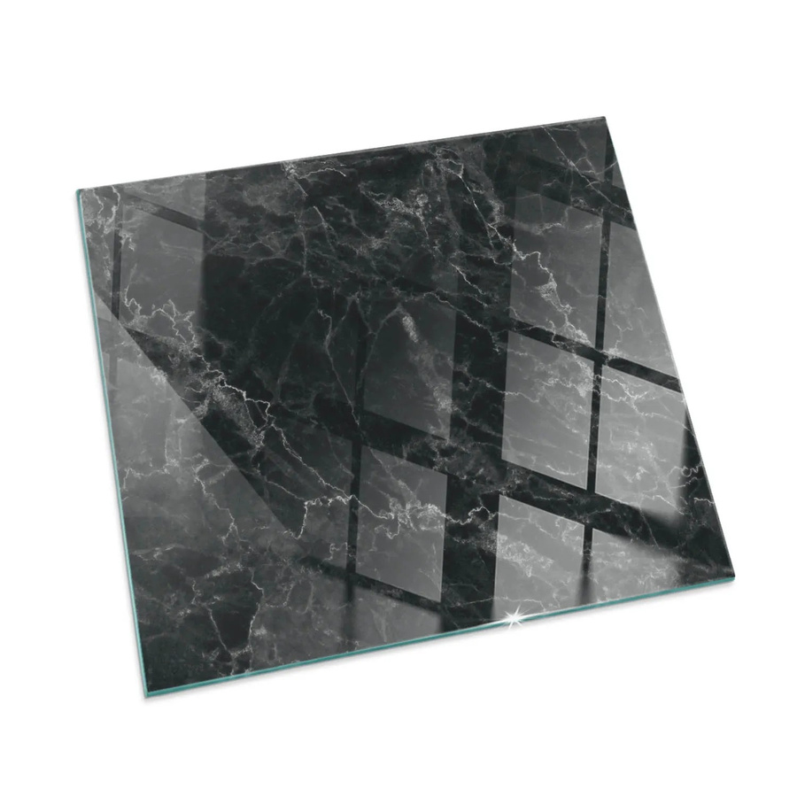 Tulup Kaminglasplatte mit Marmormuster in Schwarz, B/T: 50 x 50 cm - Bild 2