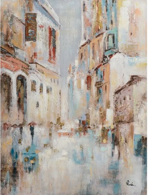 Art Universe Leinwandbild Stadtbummel modern in Blau und Multicolour, B: 90 cm, H: 120 cm - Bild 1