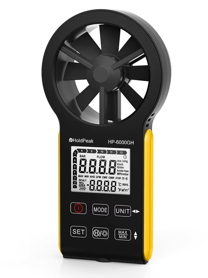 HoldPeak Digitales Anemometer mit Temperatur- und Luftstrommessung, IP67 wasserdicht, mit Hintergrundbeleuchtung und Typ-C-Aufladung - Bild 7