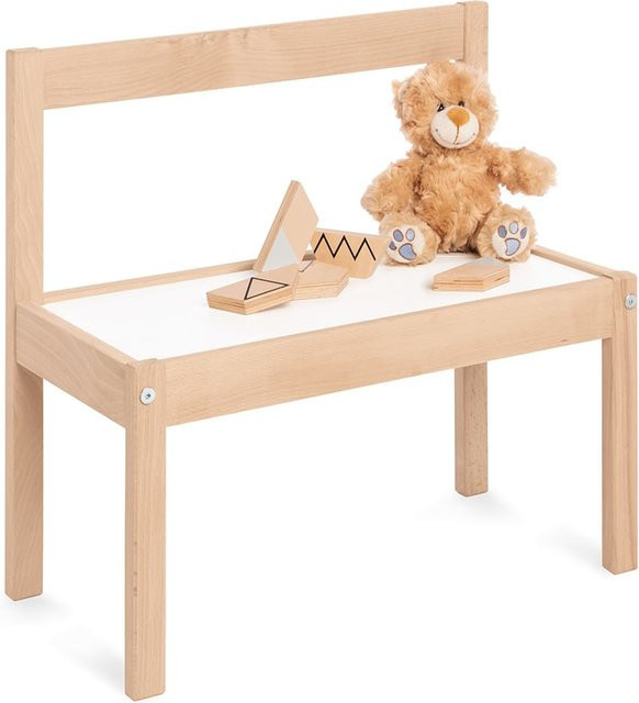 Pinolino Kinderbank Olaf aus Buchenholz in Buchenfarben/Weiß-Beige, B/H/T: 53 x 51 x 27 cm - Bild 1