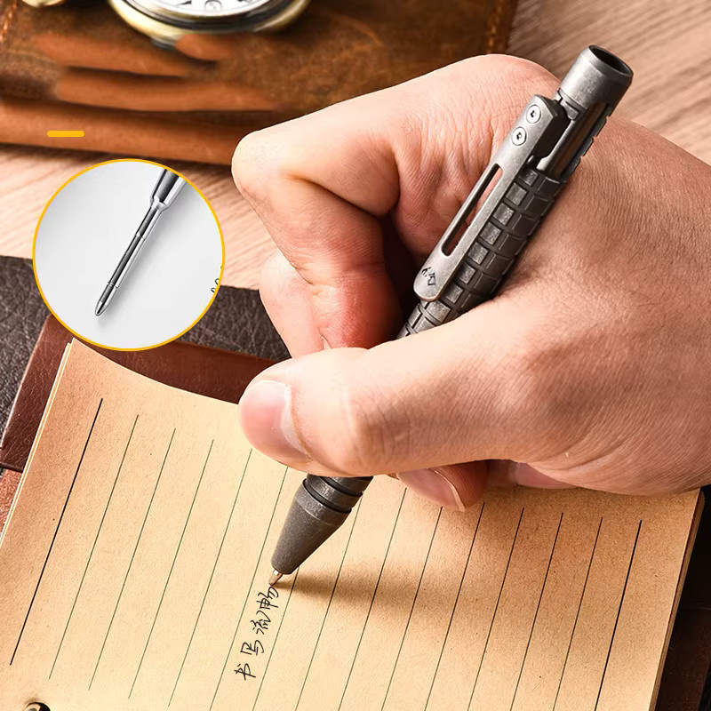 YESISOK Taktischer Stift aus PEI-Titanlegierung in Grau, Multifunktionales EDC-Werkzeug und Fensterbrecher - Bild 4