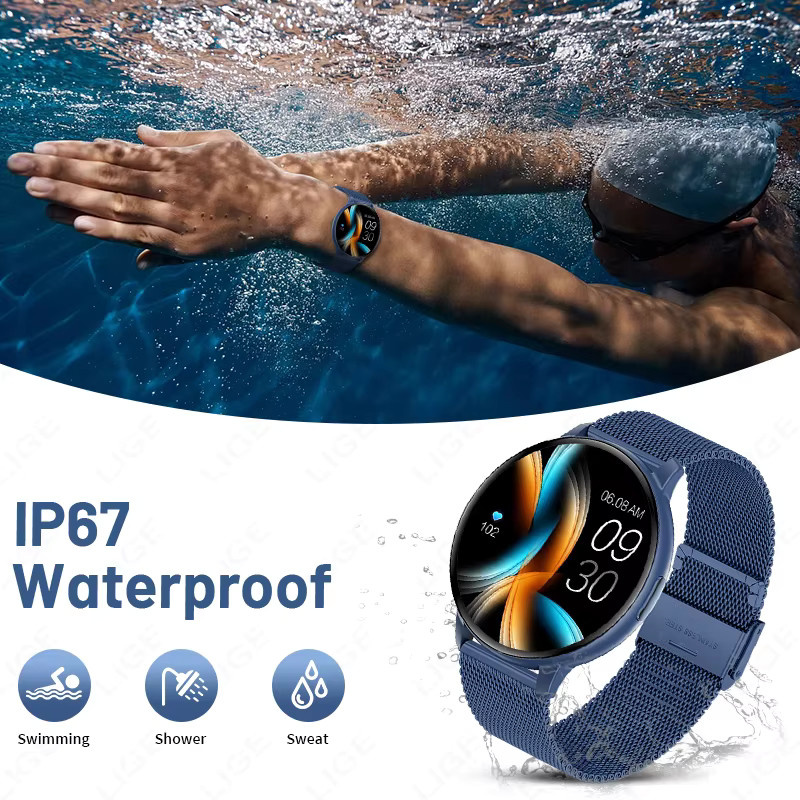 LIGE Smartwatch mit 1,38 Zoll HD-Bildschirm, Bluetooth Anruffunktion und Herzfrequenz-Monitor in Blau - Bild 4