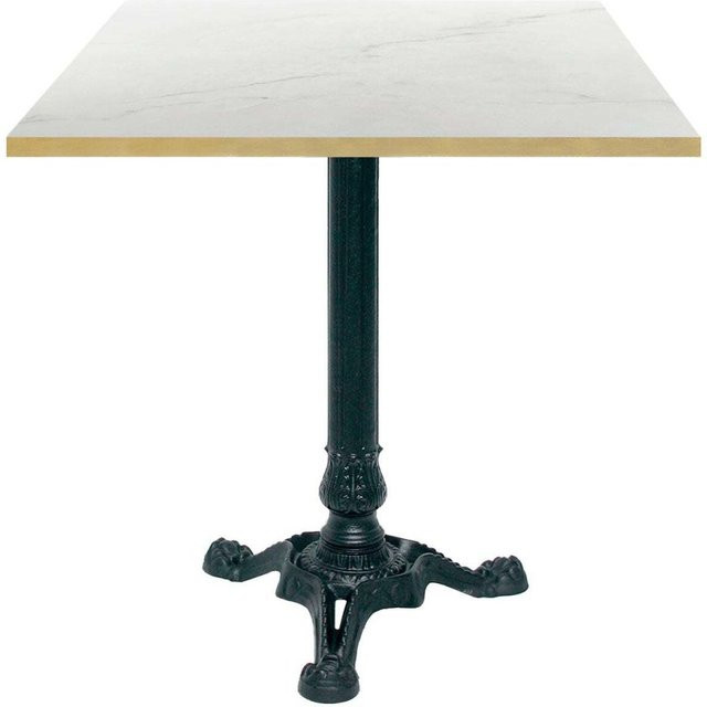 RestooTab Bistrotisch quadratisch in Weiß/Beige mit Messingkanten und schwarzem Gestell, B/T/H: 70 x 70 x 75 cm - Bild 1