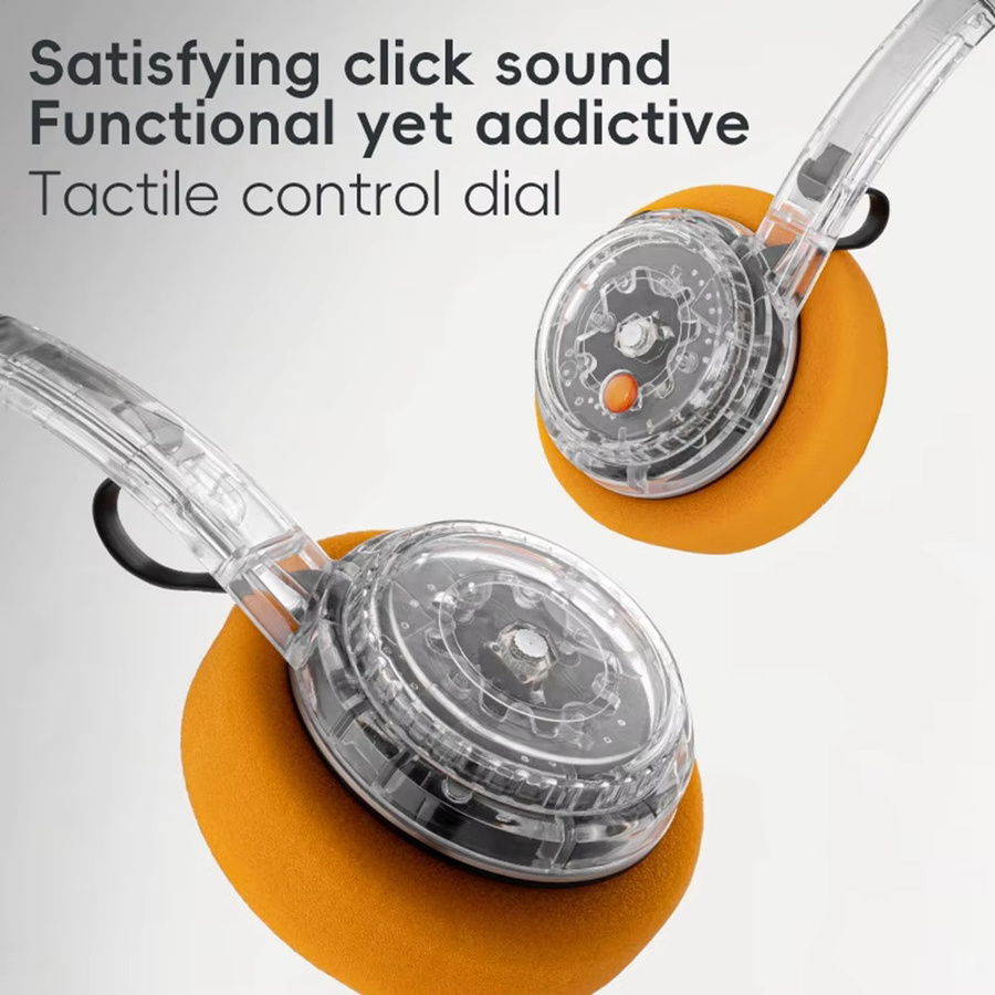 YITHOR Bluetooth-Kopfhörer transparent blau mit Fidget-Taste und integriertem Mikrofon für Android und iOS - Bild 5