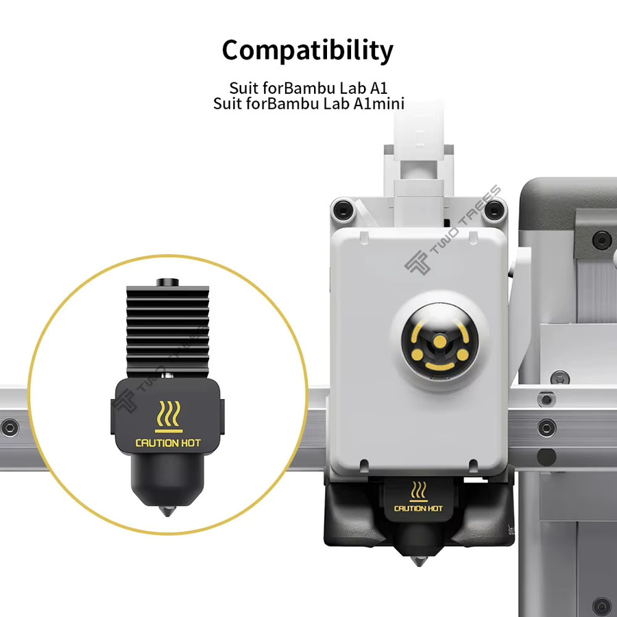 Bambu Lab A1 Mini All-in-One Hotend Kit mit gehärteter Stahldüse für FDM 3D-Drucker, Düsenstärken: 0,2 mm, 0,4 mm, 0,6 mm, 0,8 mm, Farbe: Schwarz - Bild 3