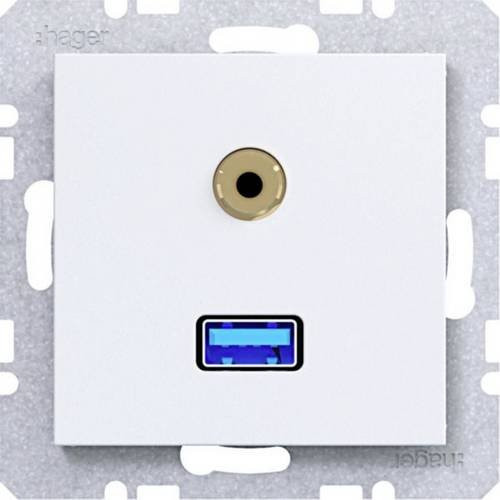 Hager Audio-Steckdose in Lichtweiß matt WAF4381WM - Bild 1