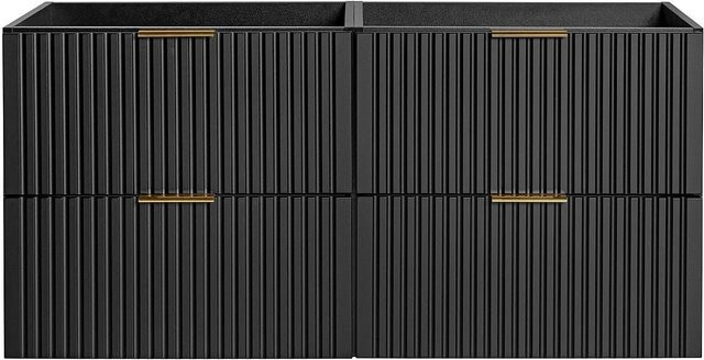 Vente-unique Waschbeckenunterschrank Zevara in Schwarz Matt im Art-déco-Stil mit gerippter Oberfläche, B/T/H: 120 x 46 x 57 cm - Bild 1