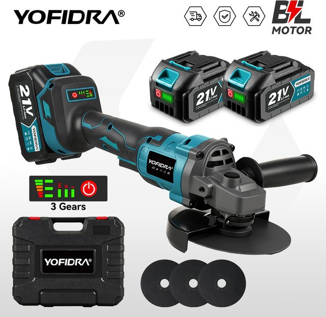 YOFIDRA bürstenloser Winkelschleifer 125 mm mit M14 Spindel, 20.000 U/min, 21 V Akku-Schleifer kompatibel mit Makita LXT - Bild 1