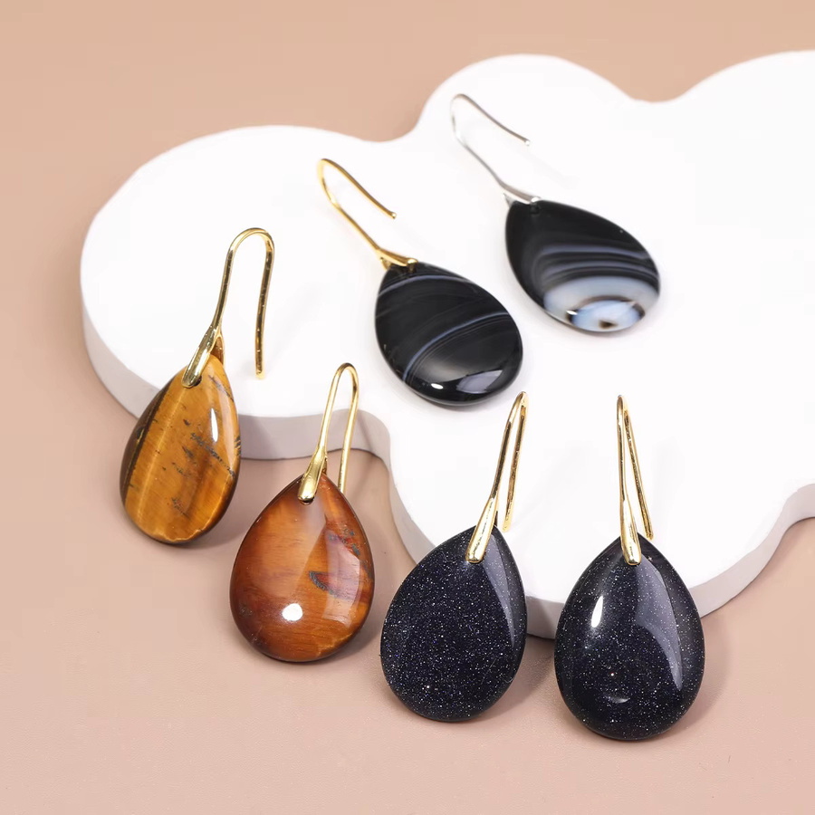 SANSHI Tropfenohrringe, Damen, Obsidian, Amethyst, Rosenquarz, Schwarz - Bild 1