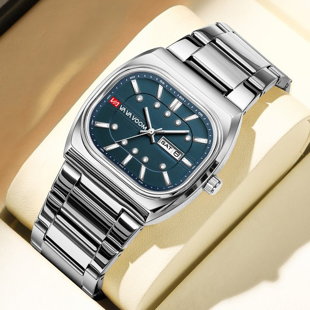 VA VA VOOM Armbanduhr, Quarz, Edelstahl, Schwarz, Eckig, 40 mm, Herren - Bild 1