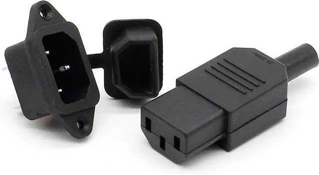ELECAPITAL 5er Set Stromstecker für Kabelmontage mit IEC 320 C13 Buchse und C14 Stecker, Schwarz, 10A/250V - Bild 1