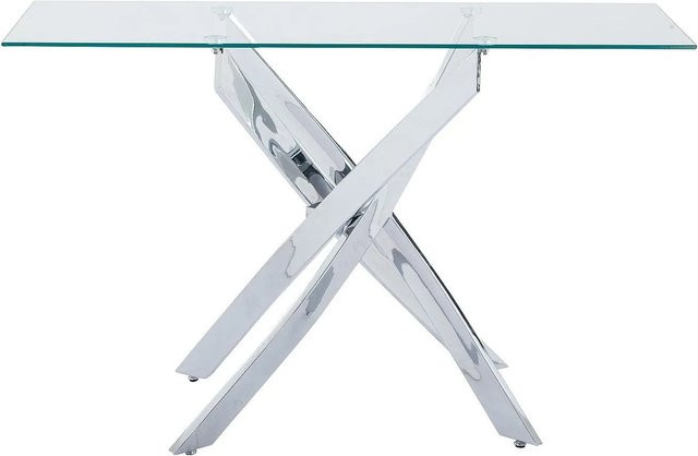 Cosima Konsolentisch Cosima in Transparent und Silber mit Sicherheitsglas, Breite: 120 cm - Bild 1