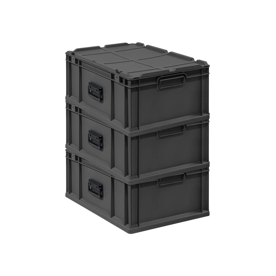 PROREGAL Supersparset 3x Eurobox Nextgen Portable Transportbehälter Schwarz B/T/H: 60 x 40 x 23,5 cm, 44 Liter - Bild 2