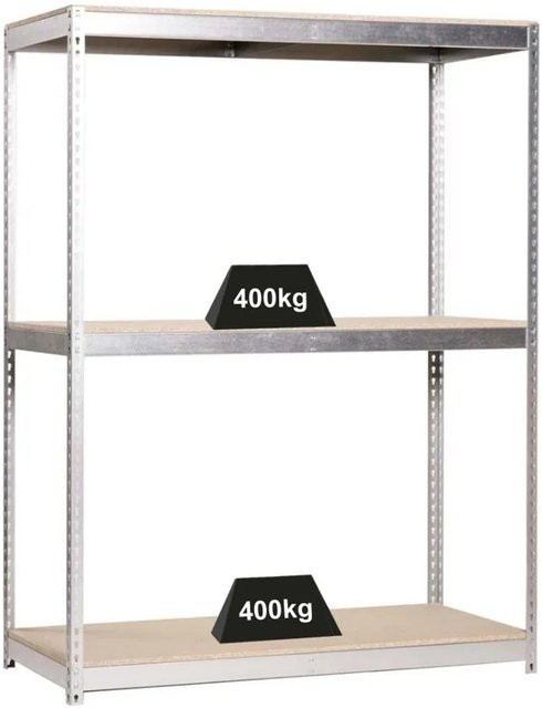 PROREGAL Schwerlastregal Big Wood Yeti Three aus Stahl und Spanplatte, Farbe Grau, H x B x T: 200 x 150 x 60 cm - Bild 1