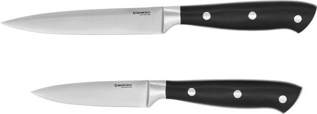 SILVERCREST Premium-Küchenmesser-Set in Schwarz und Silber mit Kochmesser, Santoku-Messer und Hackmesser - Bild 1