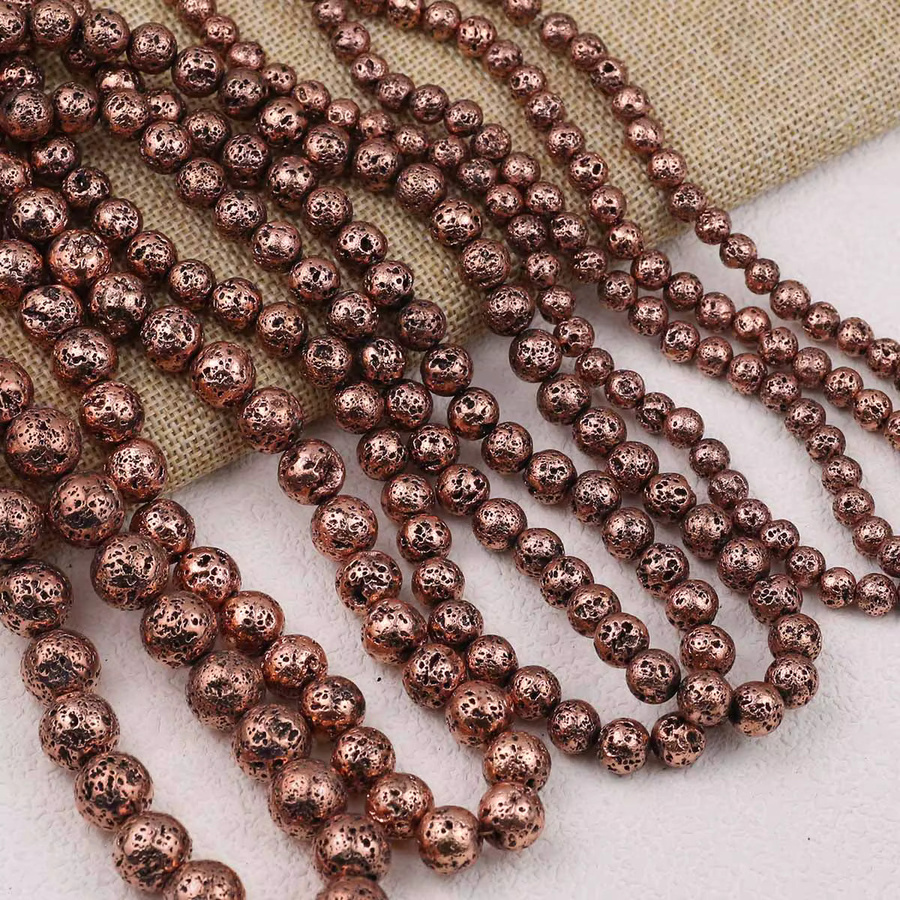 JHNBY Perlen, Rot Bronze Kupfer Vulkan Lava Hämatit Naturstein, Unisex - Bild 4