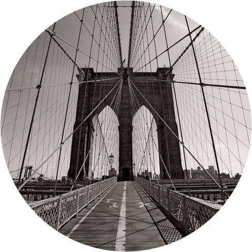 K&L Wall Art Vliestapete Brooklyn Bridge Vintage, runde Wandgestaltung in Mehrfarbig, matt, B/H: 153 x 140 cm - Bild 1