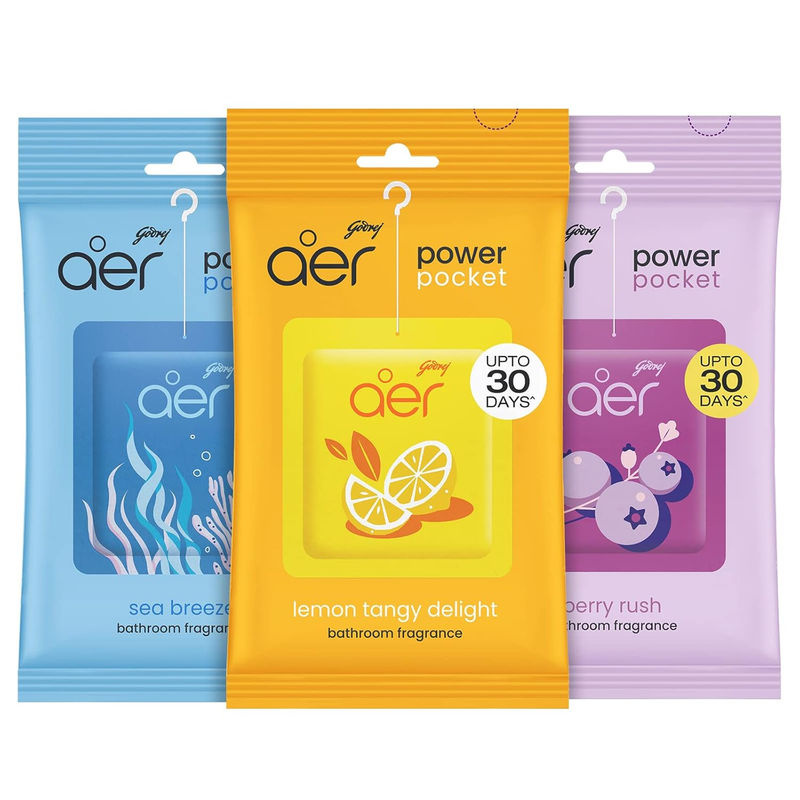 Godrej Aer Power Pocket Badezimmerlufterfrischer floral, hängend, mehrfarbig, 3er-Pack, 10g pro Stück - Bild 2