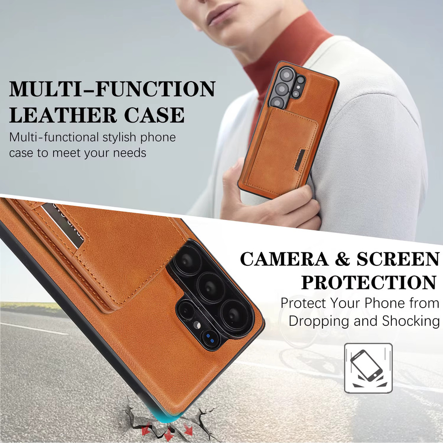 Aierkeba 2-in-1 MagSafe Handyhülle aus Leder mit abnehmbarer Brieftasche und Kartenfach für Samsung Galaxy S26 Ultra S25 Plus S24 S23 in Braun oder Lila - Bild 4