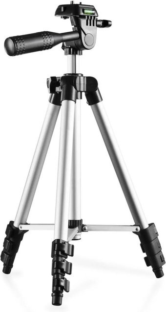 Mantona Travel I Reisestativ aus Aluminium in Silber mit Wasserwaage, Tragkraft bis 5 kg, B/T/H: 35 x 9 x 9 cm - Bild 1