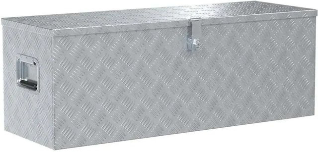 DELUKE Aluminiumbox mit Deckel und Schloss, abschließbare Alubox für Anhänger und Werkzeug, Silber, B/T/H: 110,5 x 38,5 x 40 cm - Bild 1