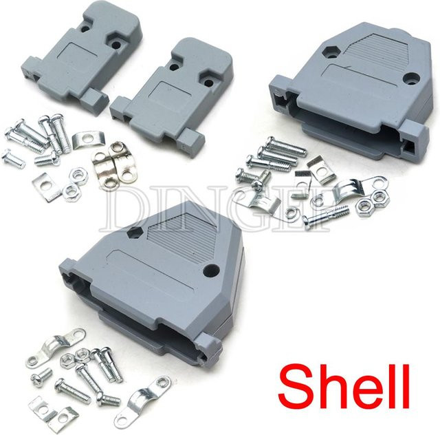 5er Set Kunststoffgehäuse für DB9 DB15 DB25 DB37 serielle Schnittstellen und Parallelports in Grau - Bild 1