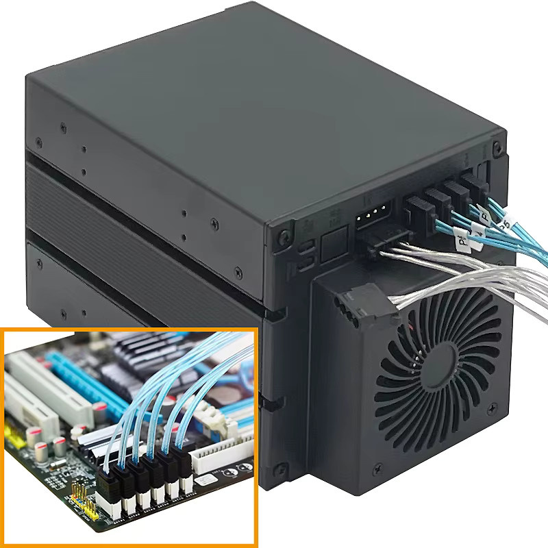 ZhenLoong 4-Bay Hot-Swap Festplattenkäfigmodul für 3 x 5,25-Zoll-Laufwerkspositionen, SATA SSD HDD Datenspeicher, Schwarz - Bild 4