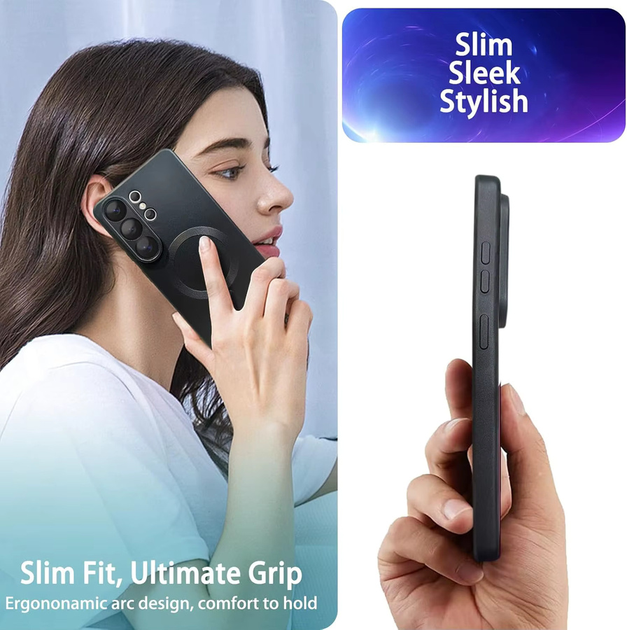 Magnetische Silikon-Handyhülle für Samsung Galaxy S26 Ultra, S26+ und S26 in Schwarz mit mattem Finish und Kameralinsen-Schutz - Bild 4