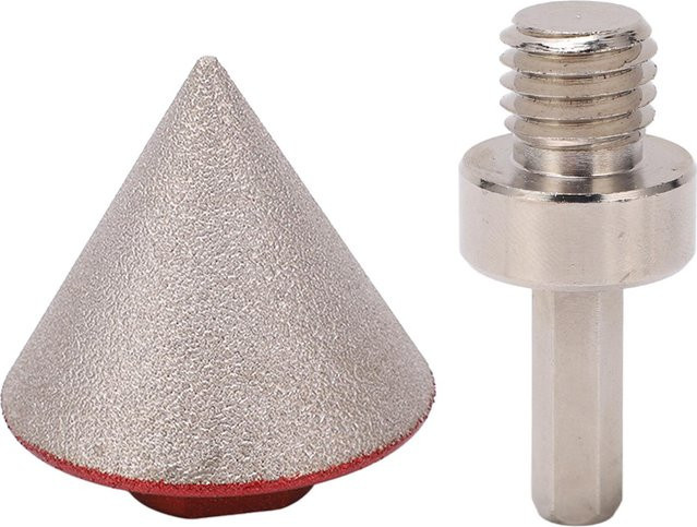 TOMTOP Diamant-Abschrägungsbit mit Konverter, 48 mm Durchmesser, 60-Grad-Winkel-Kegelfasenfräsbit für Marmor und Glas, Farbe: Silber - Bild 1
