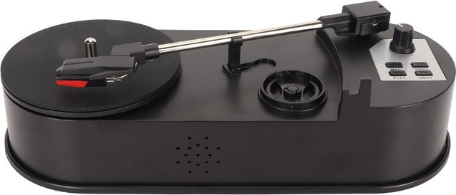 Tragbarer Vintage-Plattenspieler von Honor Electronics in Schwarz mit USB-zu-MP3-Konverter und 3,5 mm Anschluss, unterstützt 33 und 45 RPM - Bild 1