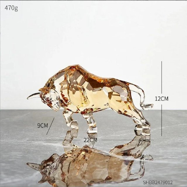 Yiran Furniture Kristall Kuh-Ornament in Transparent als luxuriöse Schreibtischdekoration für Wohnzimmer und TV-Schrank - Bild 1