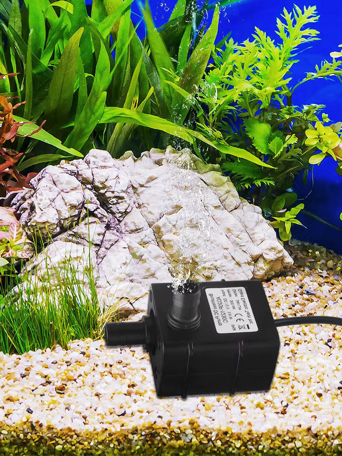 Bürstenlose Mini-Tauchpumpe für Gartenteich und Aquarium, DC12V und USB-Betrieb, Schwarz, 120 l/h - Bild 4