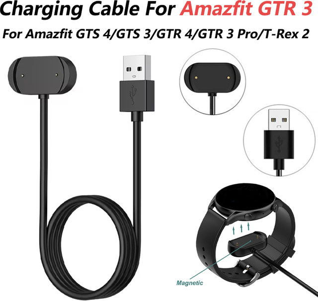Huami Amazfit Smartwatch Schnellladegerät USB-Ladestation für GTR3, GTR4, GTR3Pro, GTS3, GTS4 und T-Rex2 in Schwarz - Bild 1