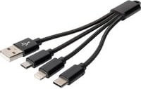 Digitus 3-in-1 Ladekabel USB-A auf Lightning, USB-C und Micro-USB in Schwarz, Länge: 0,15 m - Bild 1
