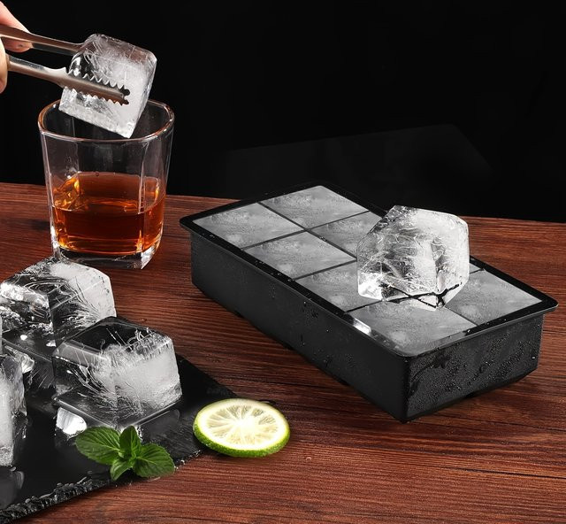 FAIS DU Silikon Eiswürfelform für Whisky und Cocktails, quadratisch, Schwarz - Bild 1