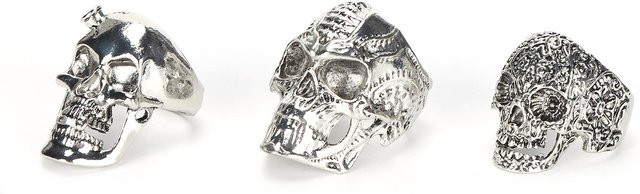 Neoglint Ring-Set Totenkopfringe, Legierung, Silber, Herren - Bild 1