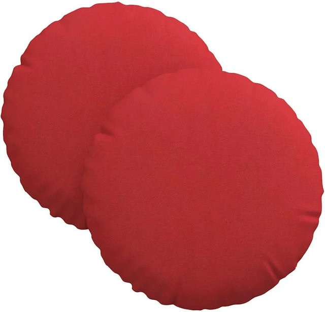 vidaXL Sitzkissen 2er Set Rot rund aus Stoff mit abnehmbarem Bezug Durchmesser: 30 cm, Höhe: 13 cm - Bild 1