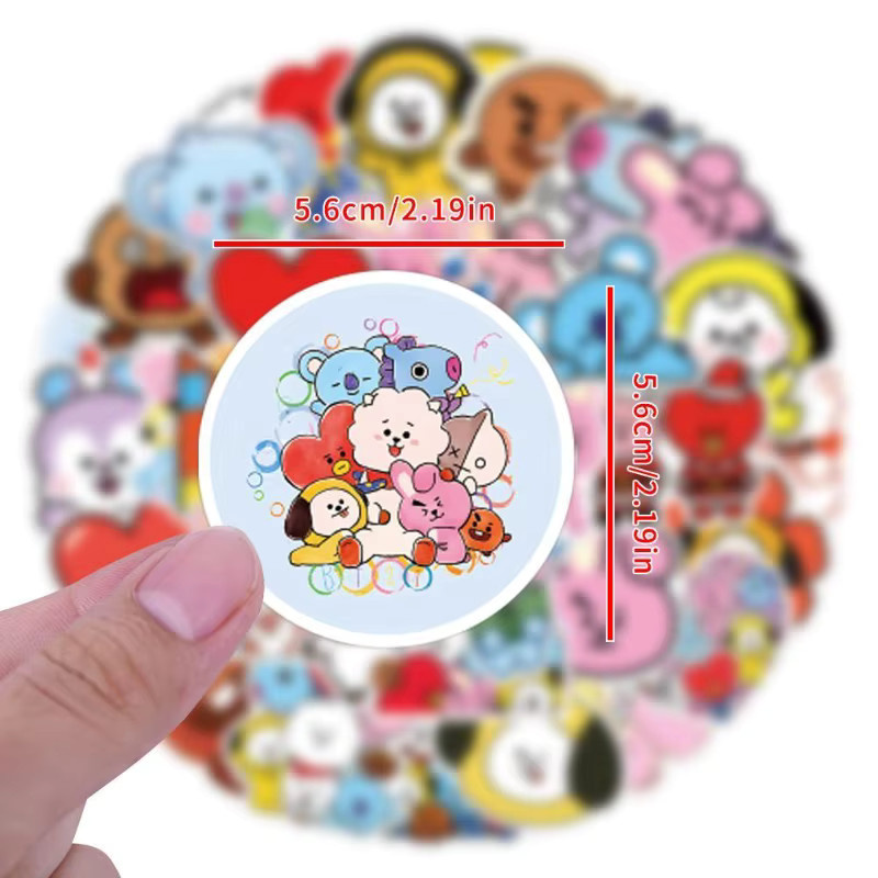 BT21 LINE FRIENDS Aufkleber-Set mit 55 wasserfesten Cartoon-Stickern in Multicolor - Bild 3