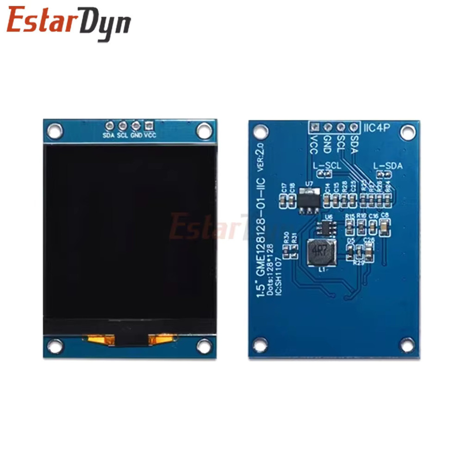 EstarDyn 1,5 Zoll SH1107 OLED-Displaymodul mit 128x128 Pixeln und I2C 4-Pin Anschluss für ESP32 und Raspberry Pi - Bild 3