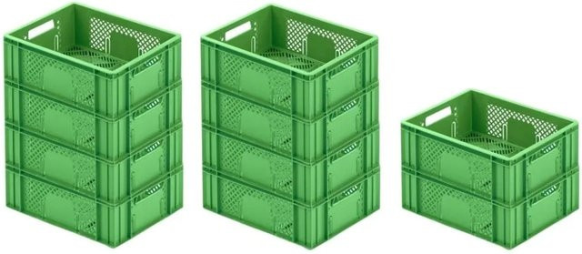 CHEFGASTRO SparSet 10 Eurobehälter Obst- und Gemüsekasten in Grün, H x B x T: 14,2 x 30 x 40 cm, 13 Liter - Bild 1