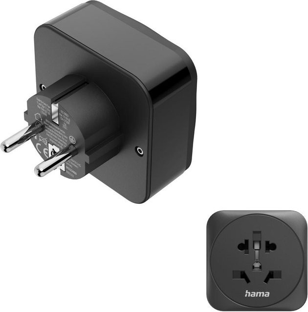Hama Reiseadapter Typ E/F für EU-Steckdosen mit 1x USB-C und 1x USB-A, PD 20W, Schwarz - Bild 1
