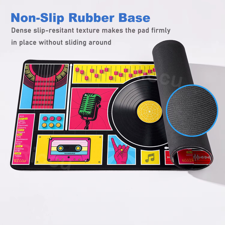 Riccu Gaming Mousepad Vintage Kassette Musik Design Multicolour XXL - Bild 2