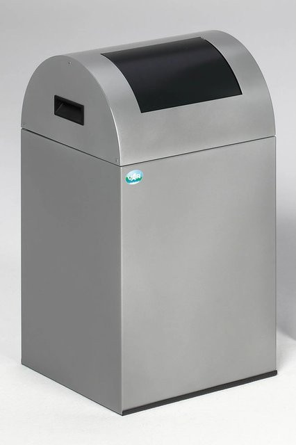 PROREGAL Selbstlöschender Wertstoffsammler Rund mit Einwurfklappe, 43 Liter, Verzinkter Stahl, Silber-Anthrazit, H x B x T: 60 x 32 x 32 cm - Bild 1