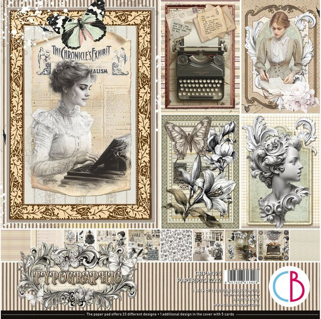 Scrapbook-Papier Typographic Ciao Bella in Beige, Braun und Schwarz - Bild 1