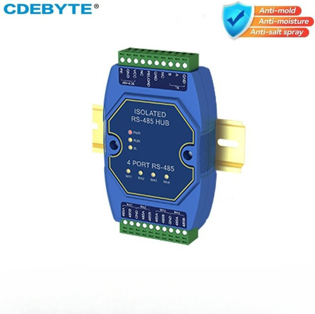 CDEBYTE E810-R-Serie RS485-Hub mit fotoelektrischer Isolierung und ESD-Schutz, Blau, DC 8–28 V - Bild 1
