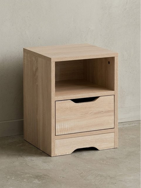 Moderner Nachttisch mit Schublade von KADIMA DESIGN in Sonoma Brown, B/T/H: 31 x 31 x 43 cm - Bild 1