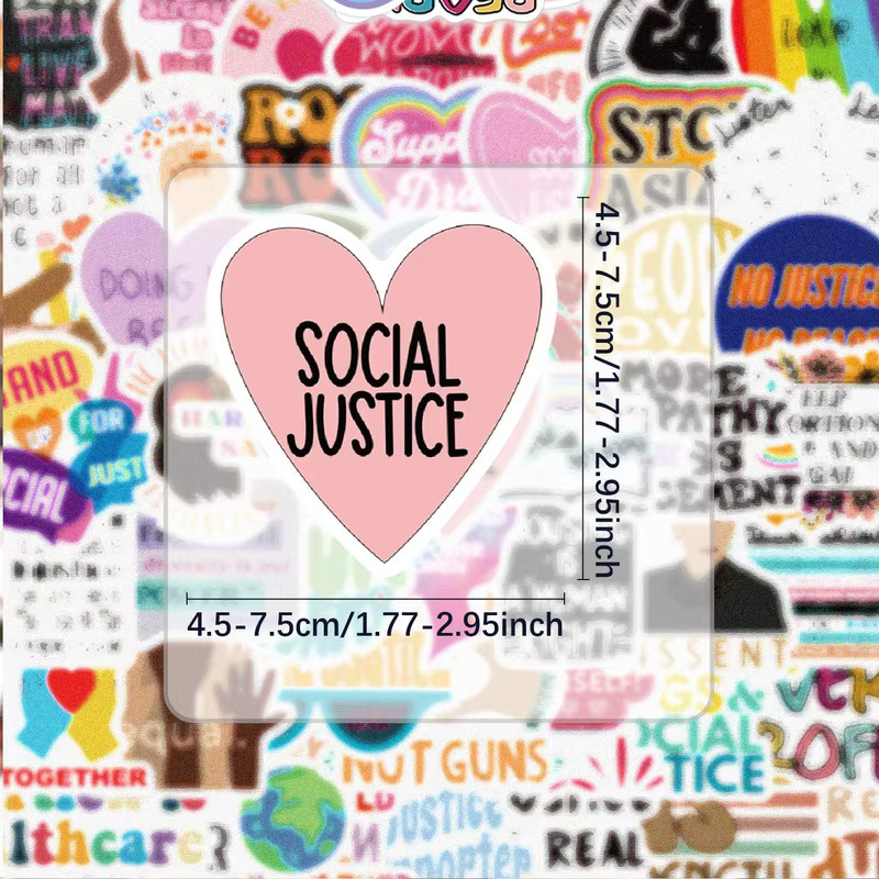 50 Stück Social Justice Aufkleber Set in Multicolor für Wasserflaschen, Laptops und Skateboards - Bild 2